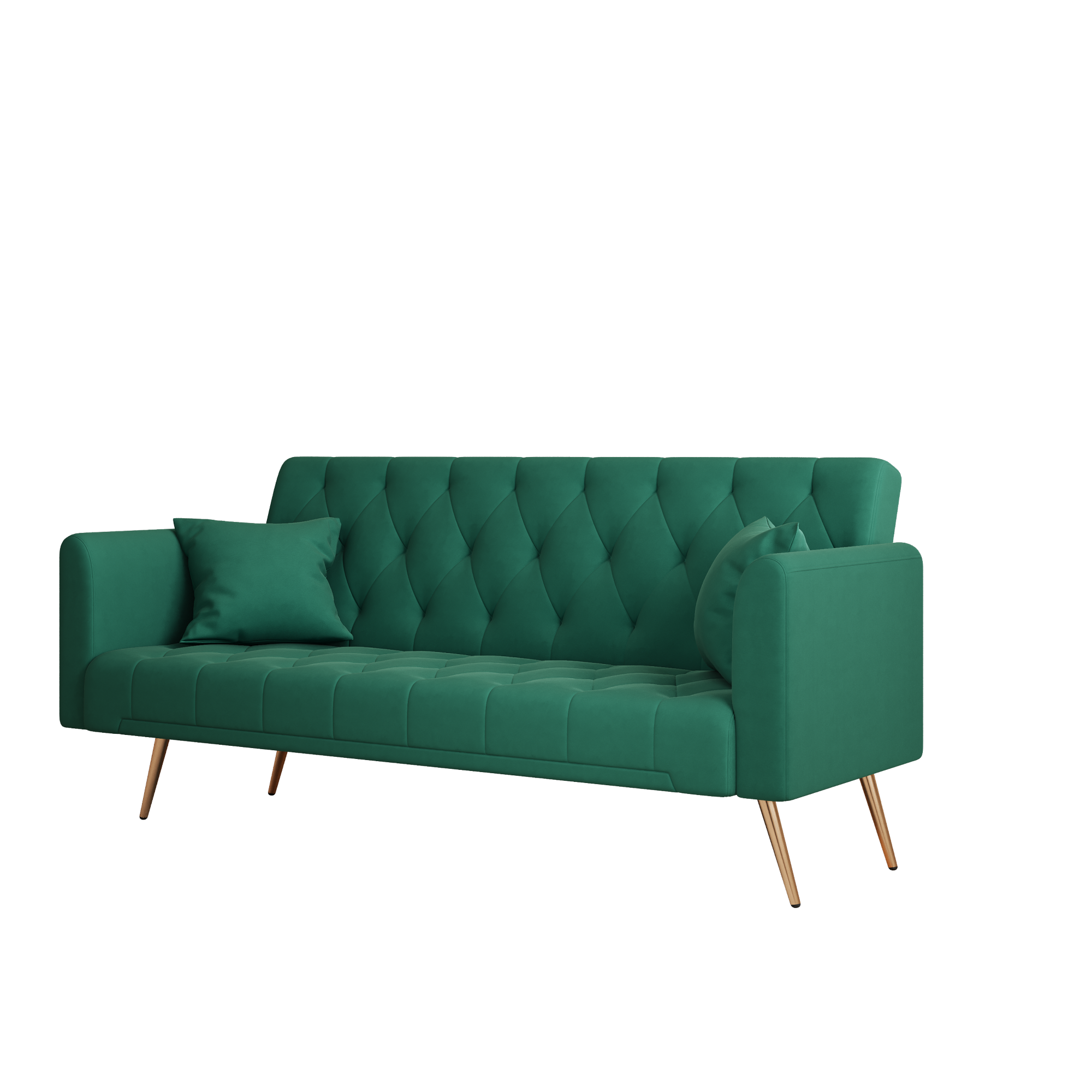 Alt View 7. GOODSILO - Convertible Velvet Sofa Bed with Adjustable Backrest for Small Spaces, Living Room and Office Use - Green.