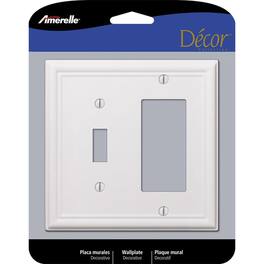 AMERELLE - Chelsea 2 gang Stamped Steel Decorator/Toggle Wall Plate 1 pk - White