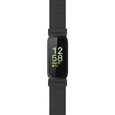 Front. StrapsCo - Mesh Stainless Steel Metal Watch Band Strap For Fitbit Inspire 3 - Matte Black.