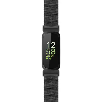 Front. StrapsCo - Mesh Stainless Steel Metal Watch Band Strap For Fitbit Inspire 3 - Matte Black.
