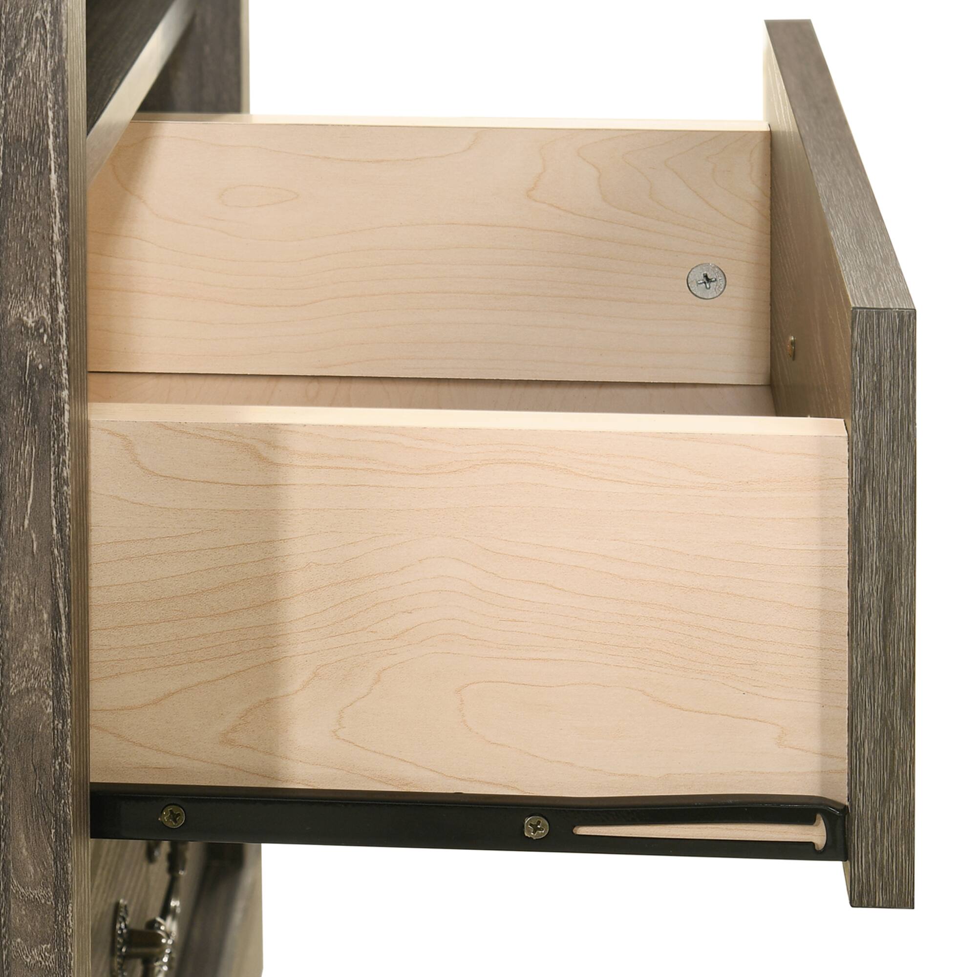 Alt View 6. Vaczon - Rustic Grey Nightstands (Set of 2) with Open Shelf and 2 Drawers - Grey.