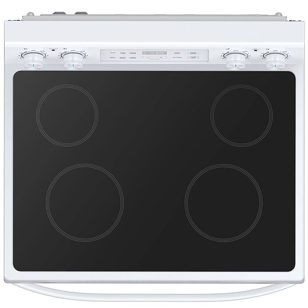 Left. Midea - 6.3 CuFt 4-Burner Freestanding Electric Range in White - White.