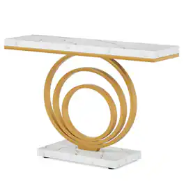Kadyn - Entryway Table, Console Sofa Table,Narrow Console Table, 41" Entryway Sofa Table with Ring Base - White