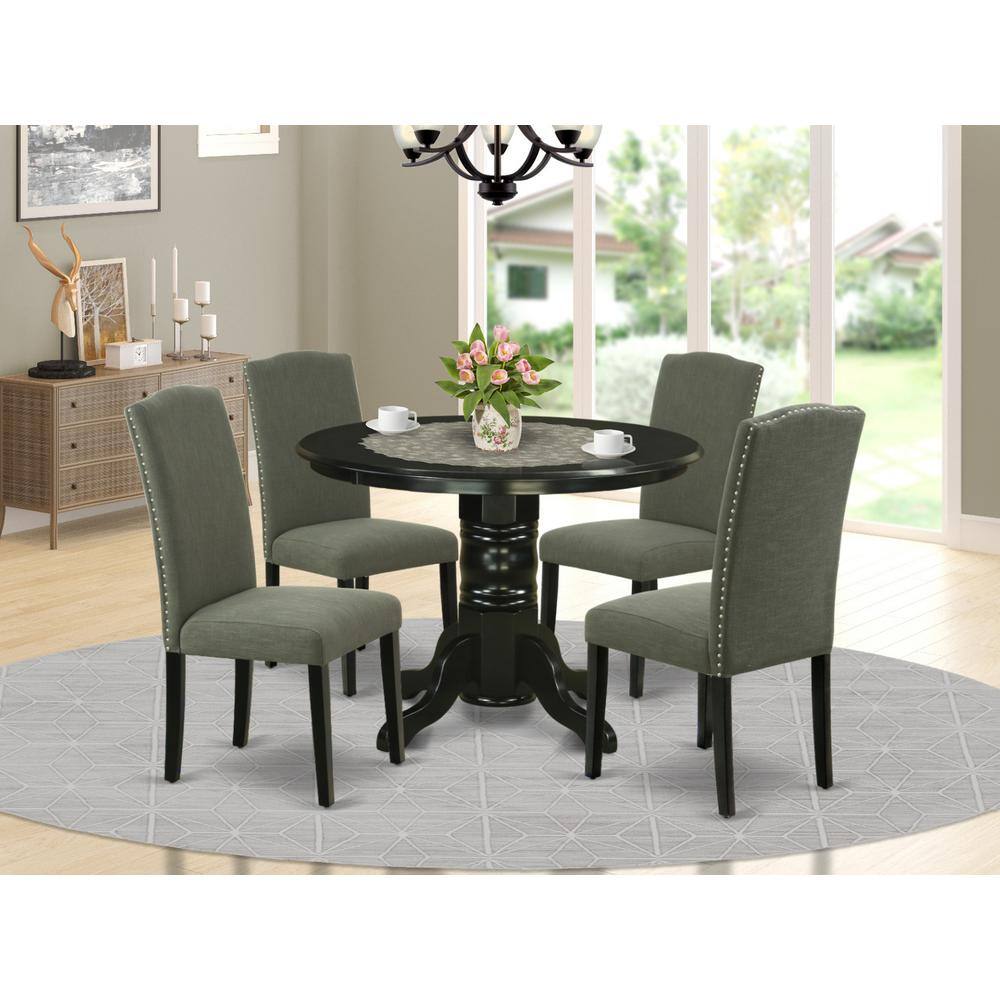 Left. East West Furniture - Dining Room Set Black - Brown.