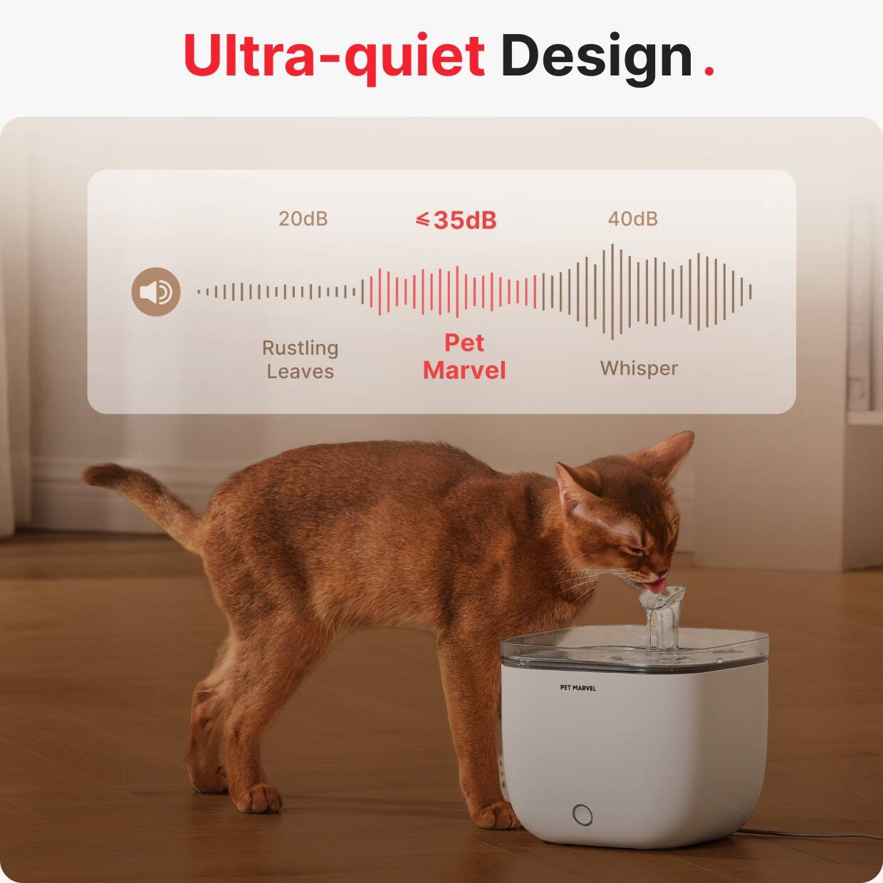 Ultra-quiet Design.

20dB  
Rustling Leaves

<35dB  
Pet Marvel

40dB  
Whisper