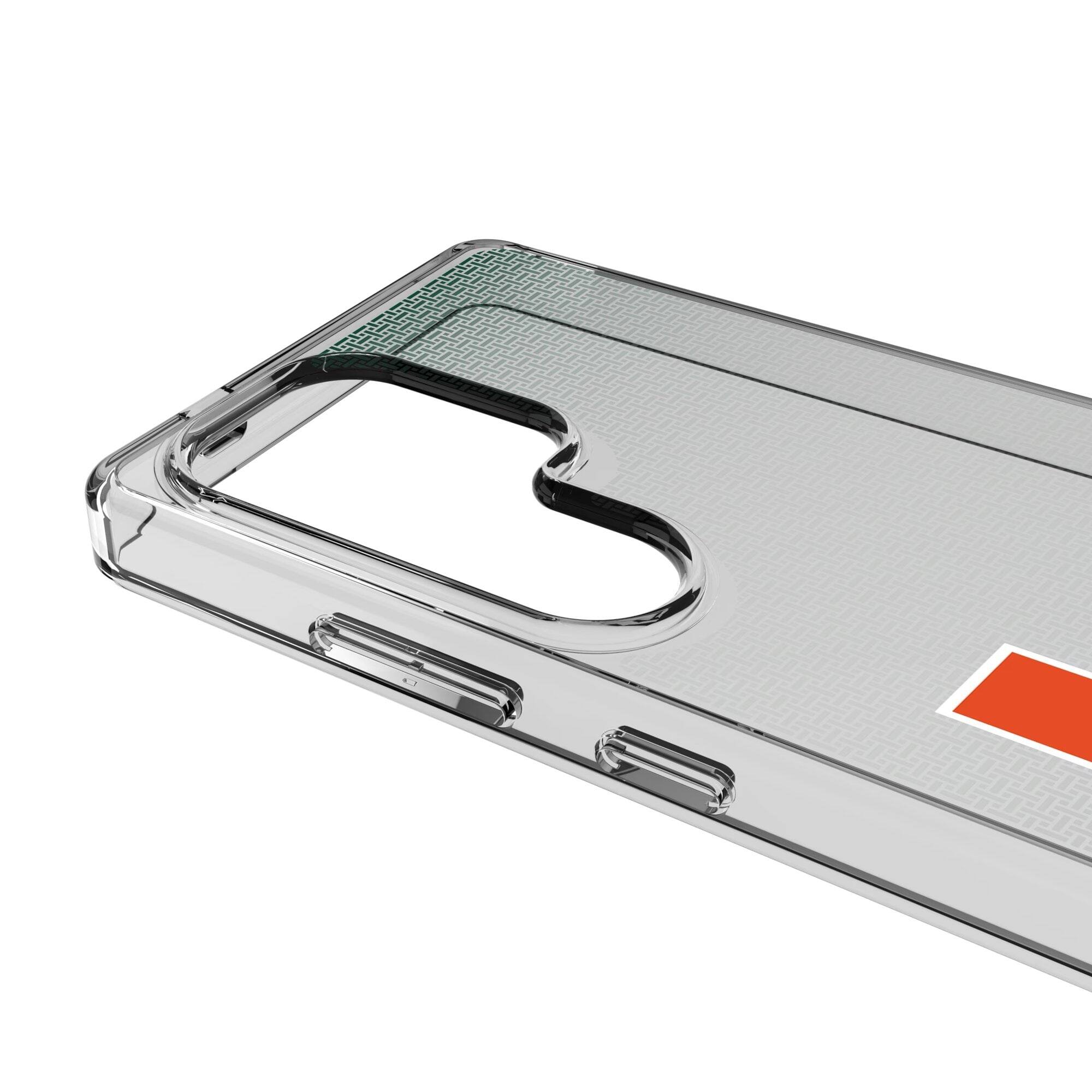 Alt View 2. Keyscaper - Miami Hurricanes Linen Logo Galaxy Clear Case - S23 Ultra - Multicolor.
