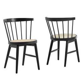 Lykke Curved Spindle Back Dining Chairs Set of 2 by Modway - Black