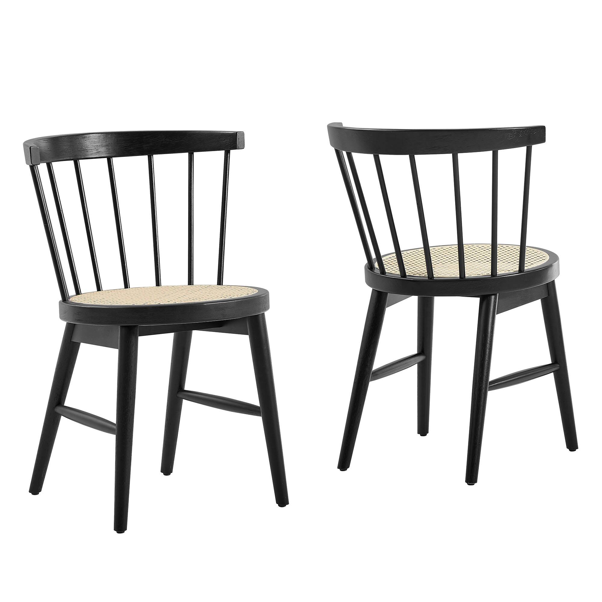 Front. Modway - Lykke Curved Spindle Back Dining Chairs Set of 2 by Modway - Black.