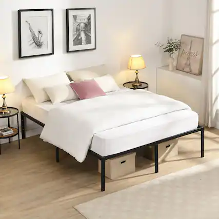 Front. LUCKY ONE - Queen Size Bed Frame - Black.