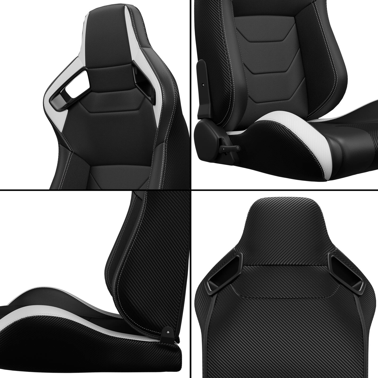 Alt View 1. LOVMOR - 2-Piece Universal Bucket Racing Seat Set with Dual Lock Sliders, 90 to 180 Recline, Brackets Not Included - White.