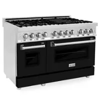 ZLINE - 48" Legacy Dual Fuel Range w/ 7 Burners & 2 Electric Ovens w/ Black Matte Doors (RA-BLM-48) - Black Matte - Front_Zoom