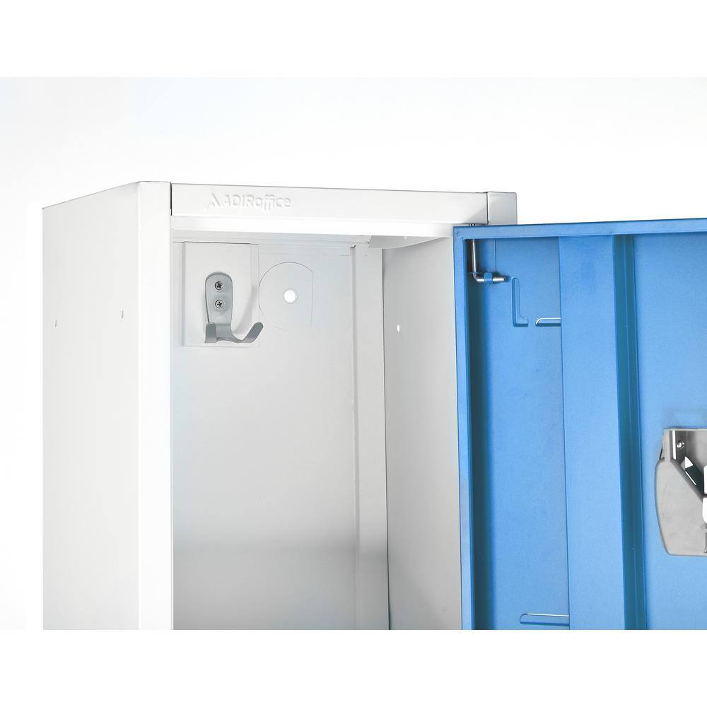 Left. AdirOffice - Storage Locker 629-Series 72" H 2-Tier Steel Key Lock 2-Shelf Locker with Key Lock - Blue.