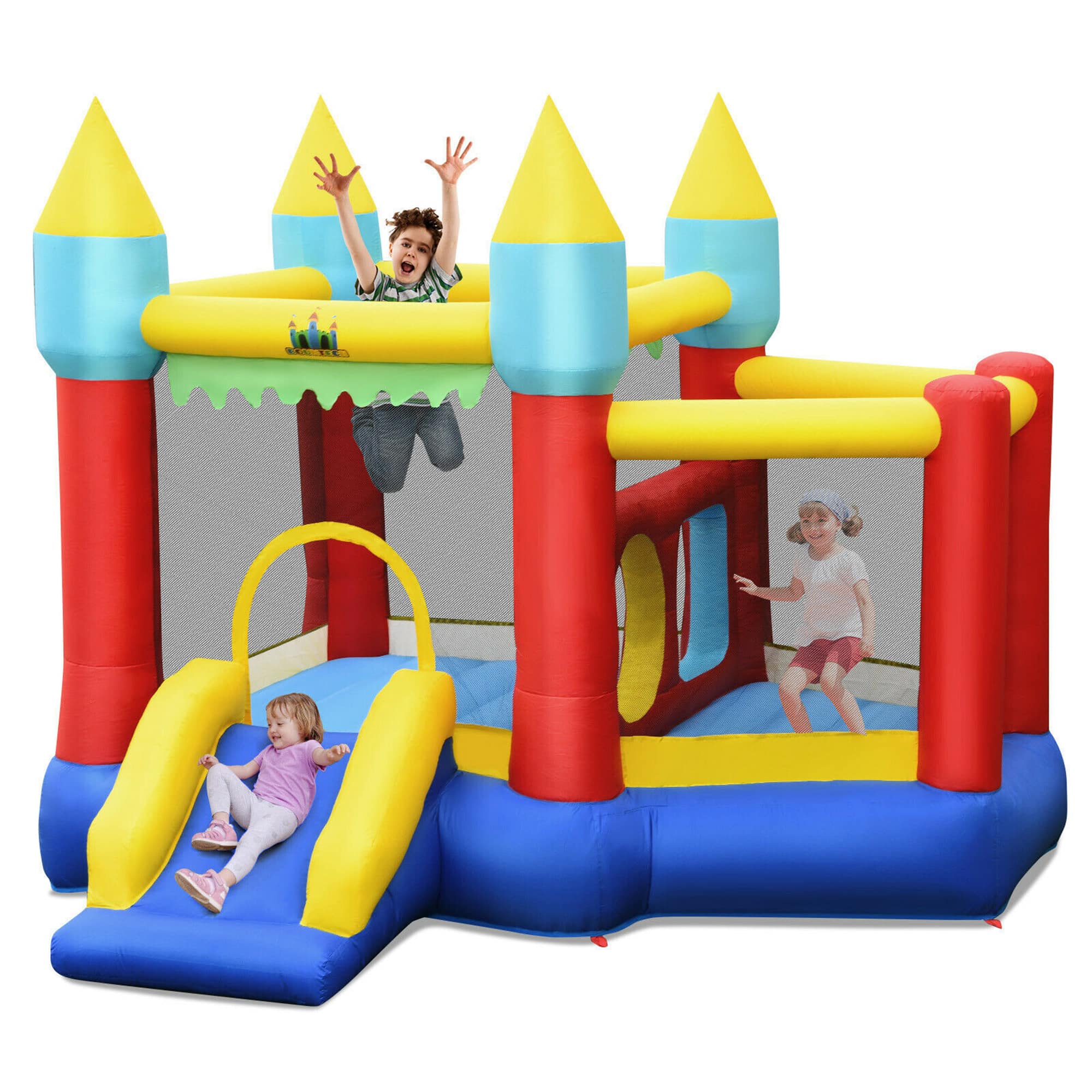 Costway - Inflatable Bounce House Slide Jumping Castle Ball Pit Tunnels Without Blower - Multicolor
