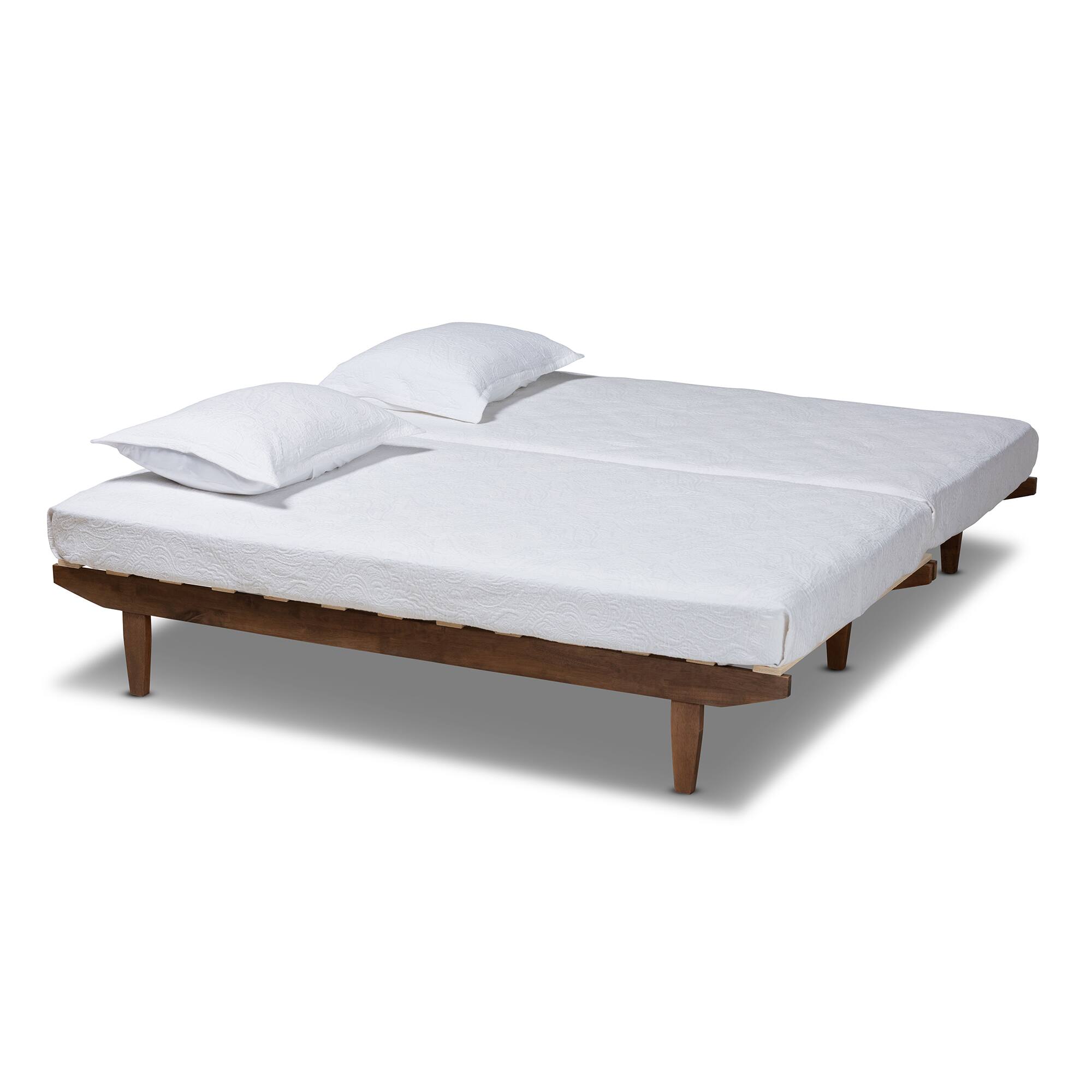 Left. Baxton Studio - Hiro Modern and Contemporary Walnut Finished Wood Expandable Twin Size to King Size Bed Frame - Walnut.