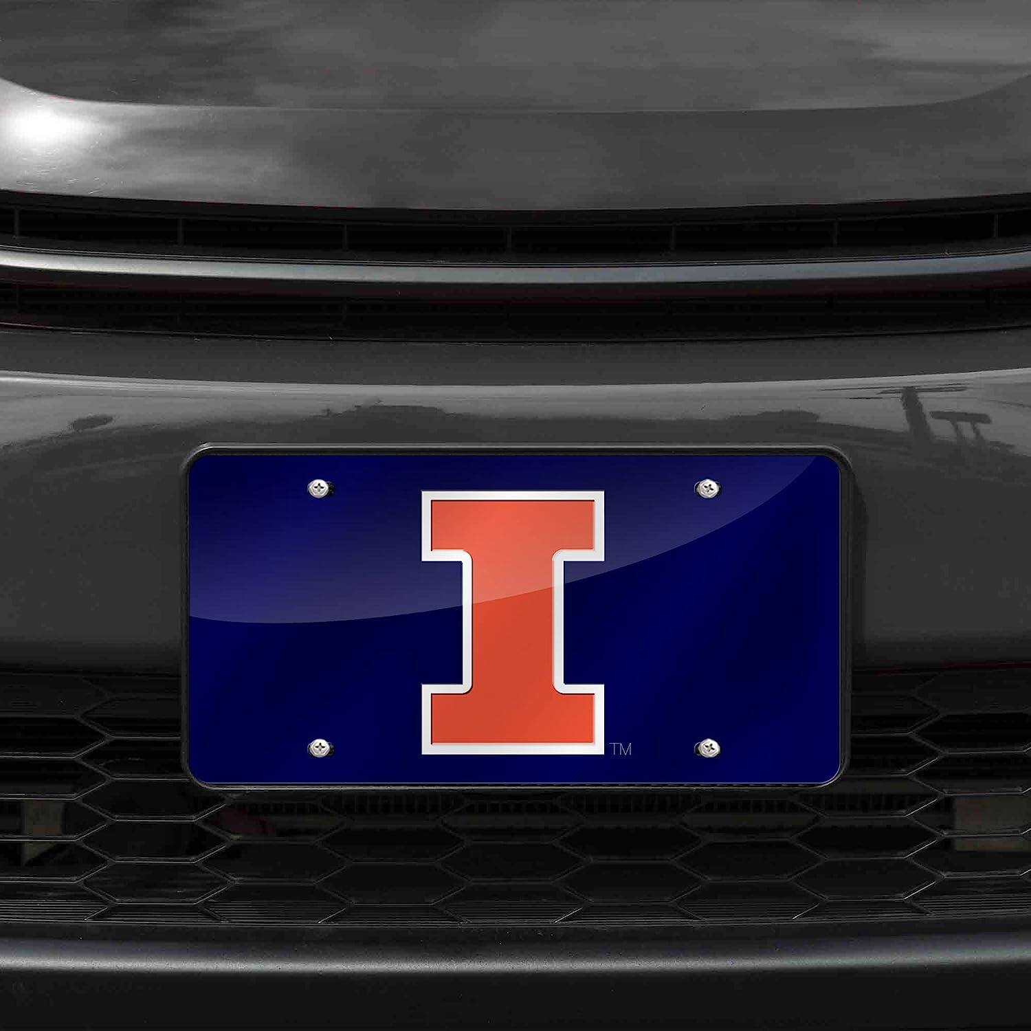 Alt View 1. Rico Industries - Illinois Fighting Illini Blue Mirrored Laser Cut License Plate Laser Tag - Multi.