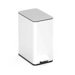 Nine Stars - Step-On Trash Can 2.6 Gallon, Rectangular Shaped, White/Black