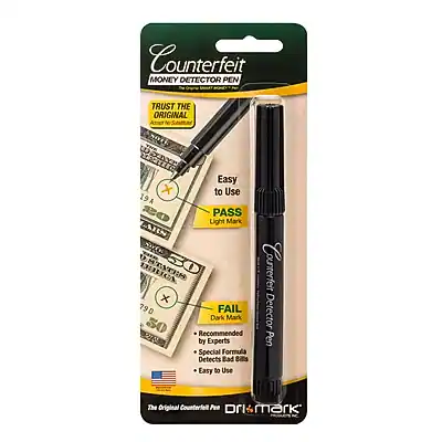Counterfeit Money Detector Pen
Trust the Original Azet No PRn
Easy to Use
PASS Light Mark
FAIL Dark Mark
Recommended by Experts
Special Formula Detects Bad Bills
Easy to Use
The Original Counterfeit Pen
pumark