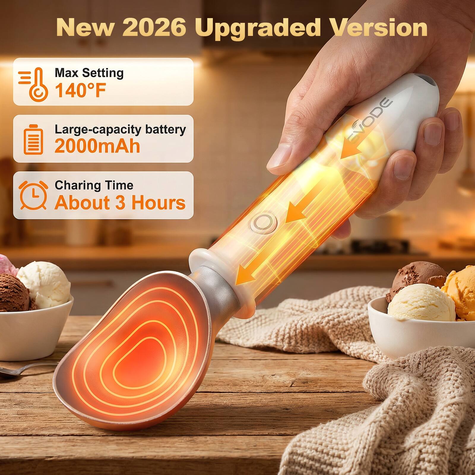 New 2026 Upgraded Version  
Max Setting 140°F  
Large-capacity battery 2000mAh  
Charging Time About 3 Hours