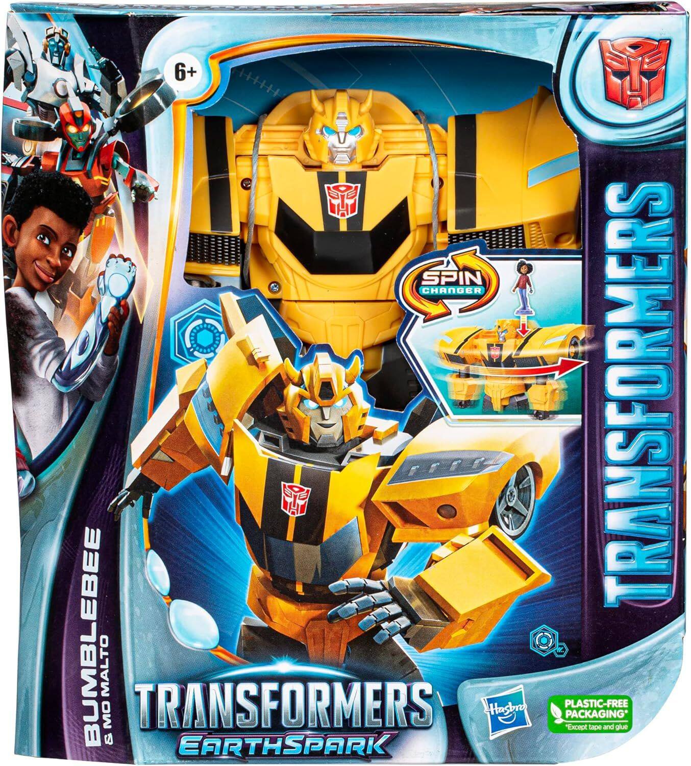 6+ SPIN CHANGER BUMBLEBEE MALTO TRANSFORMERS EARTHSPARK Hasbro TRANSFORMERS PLASTIC-FREE PACKAGING* Except tape and glue