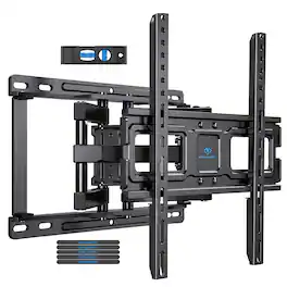 Perlesmith - Full Motion TV Wall Mount for 32-65" TVs, Heavy-Duty Dual Articulating Arm, Holds 99 lbs, Max VESA 400x400mm - Black