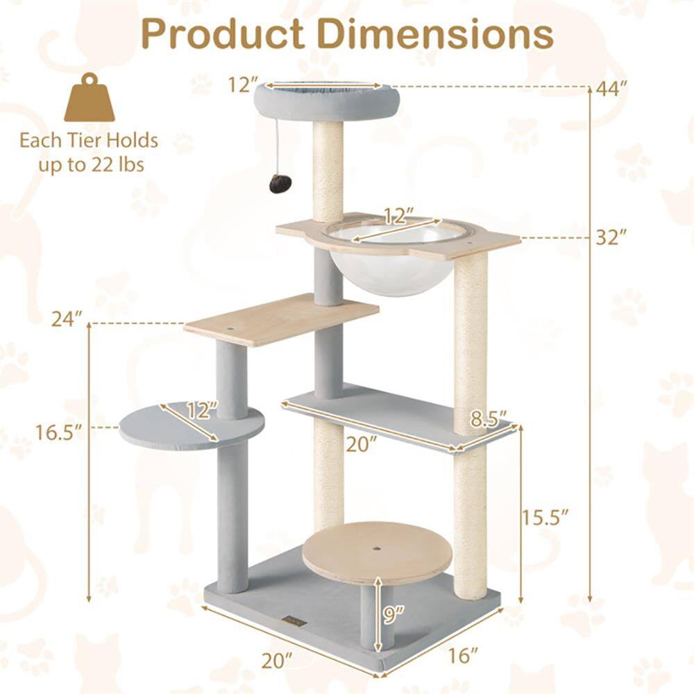 Product Dimensions: 12" x 44"  
Each Tier Holds up to 22 lbs  
12" x 32"  
24" x 16.5"  
12" x 20"  
8.5" x 15.5"  
9" x 20"  
16"