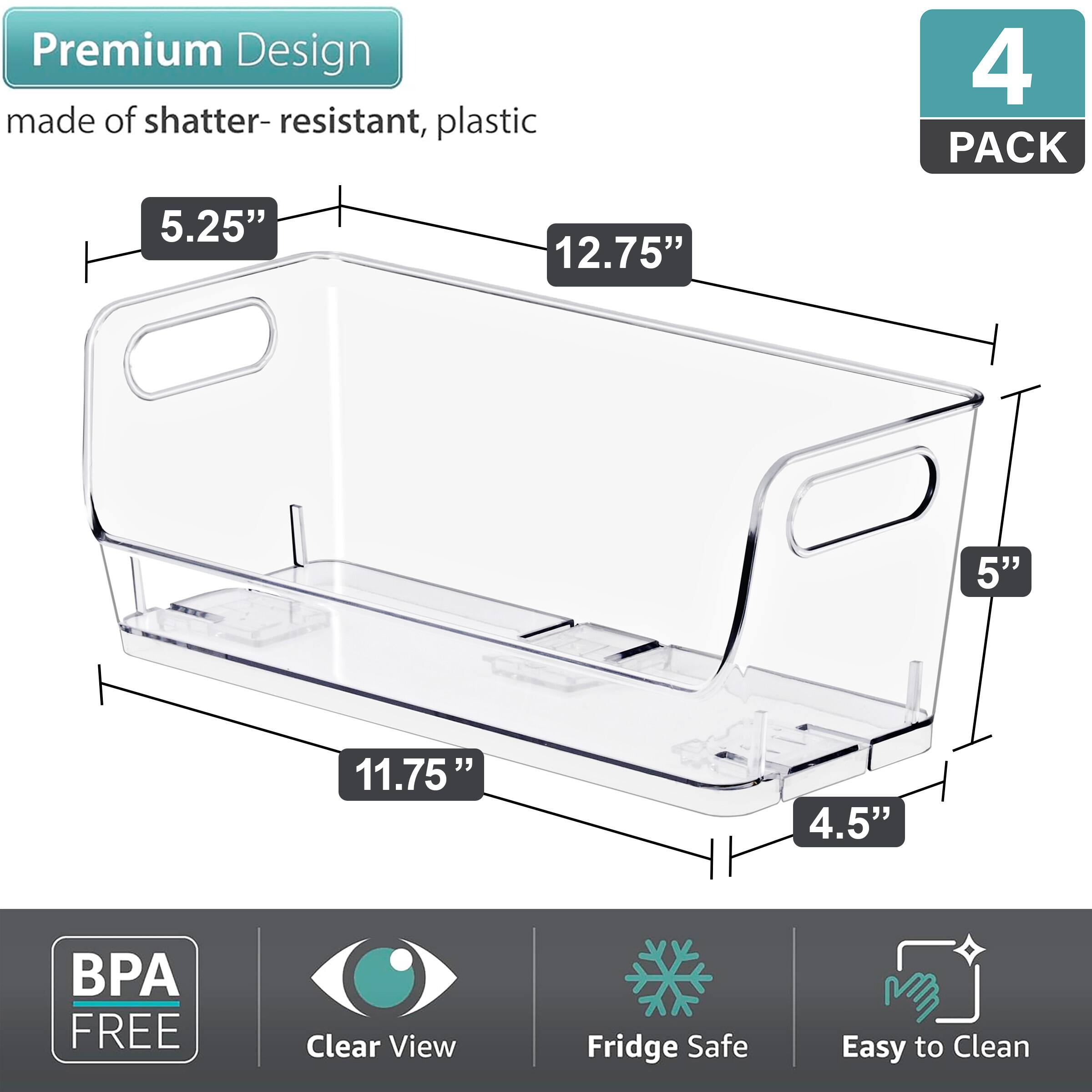 Premium Design made of shatter-resistant, plastic

4 PACK

5.25" 12.75" 5" 11.75" 4.5"

BPA FREE

Clear View

Fridge Safe

Easy to Clean
