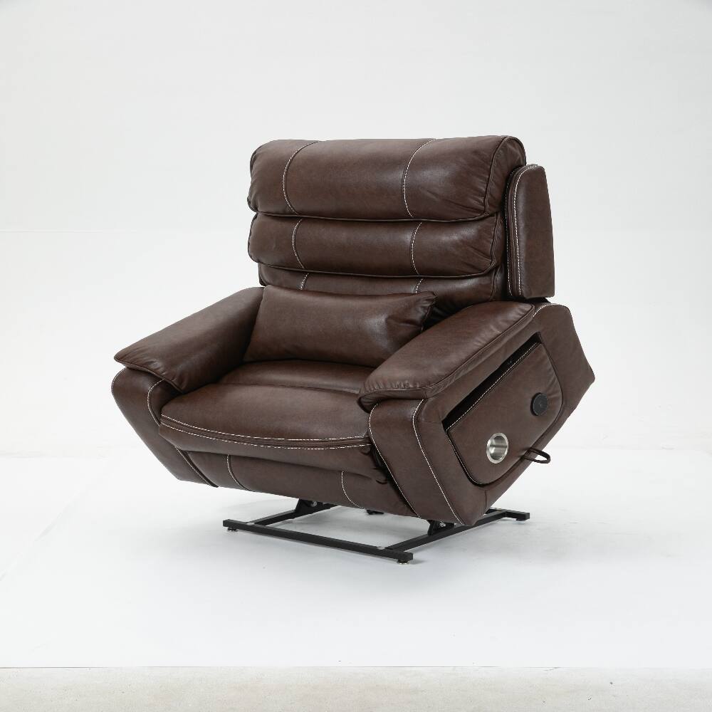 Angle. Loheer - Loheer Power Lift Recliner 180 Degree Lay Flat Big and Tall - Brown.