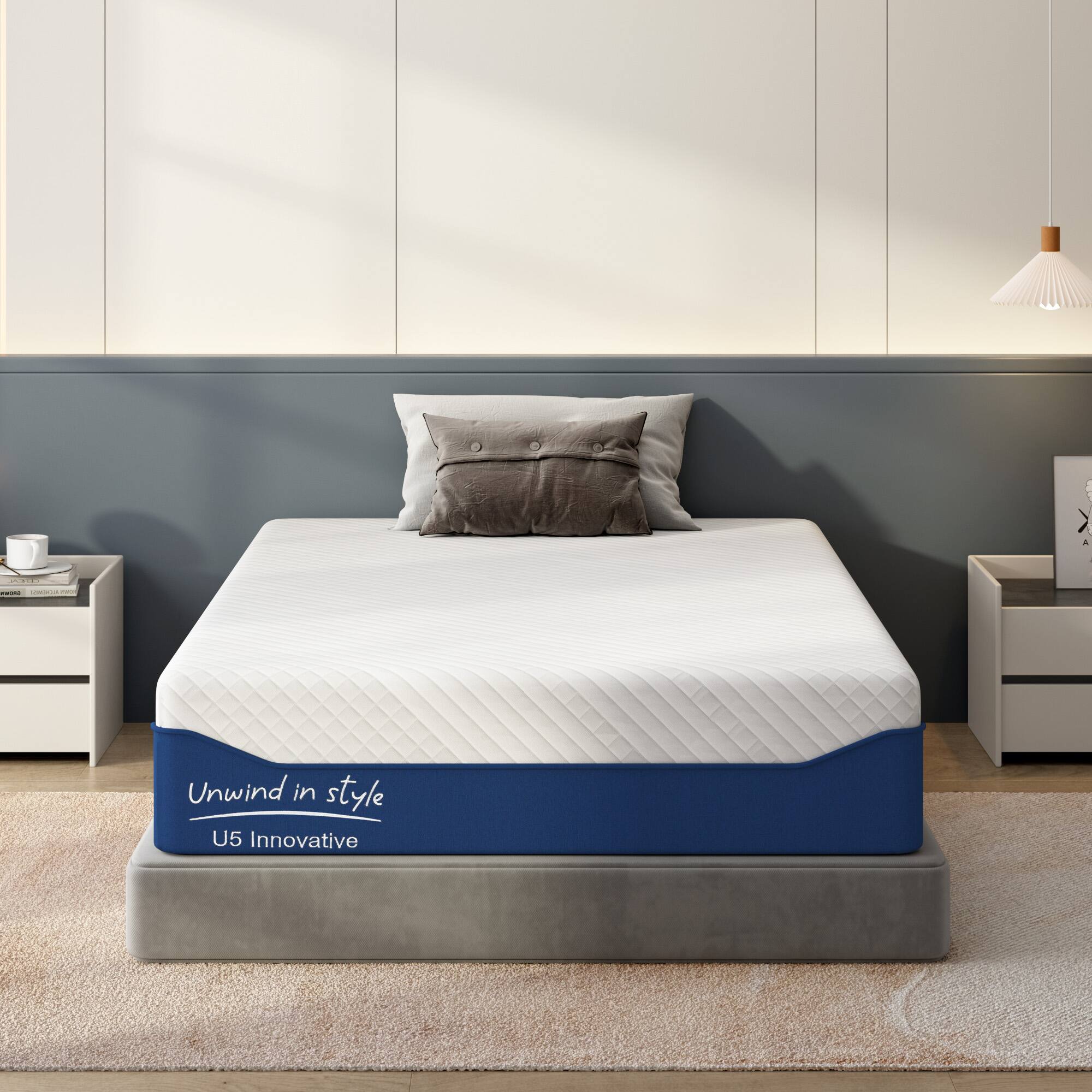 Glintex - 12-Inch Twin Gel Memory Foam Mattress, Medium Firm, Cooling, Pressure Relief, Removable Washable Cover, Bed in a Box - White