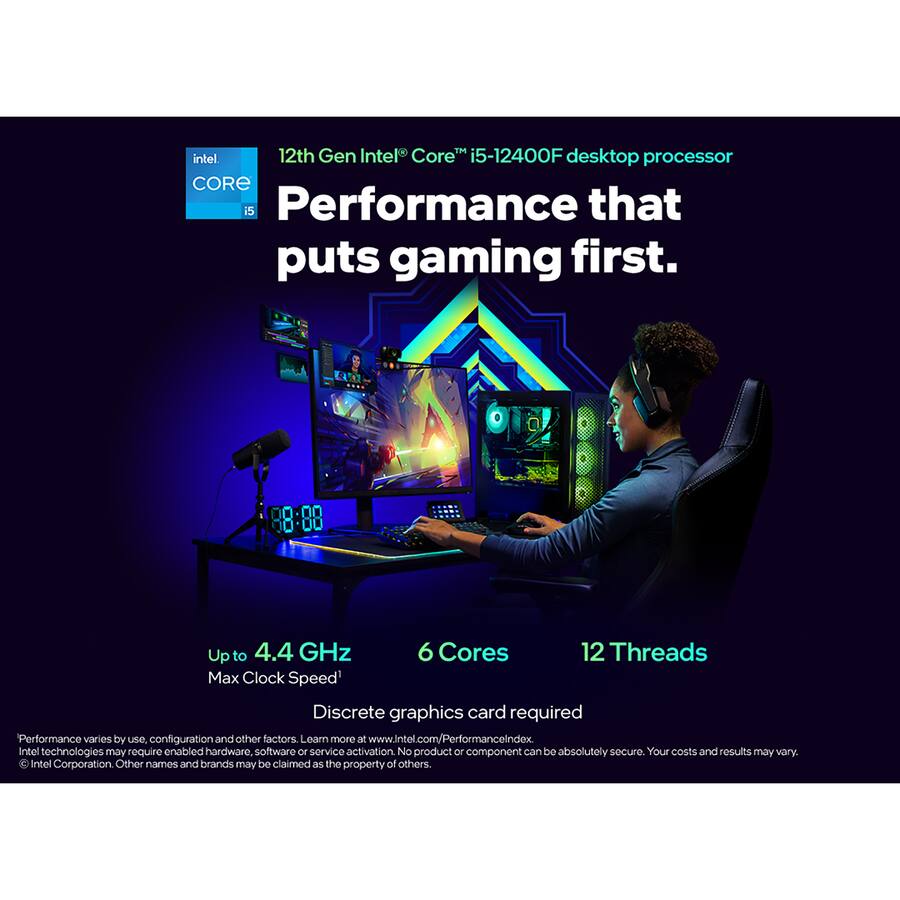 Intel Core i5 12400F 12th Generation 6 Core 12 Thread 2.5 to 4.4 Intel Core i5 12400F 12th Generation 6 Core 12 Thread 2.5 to 4.4