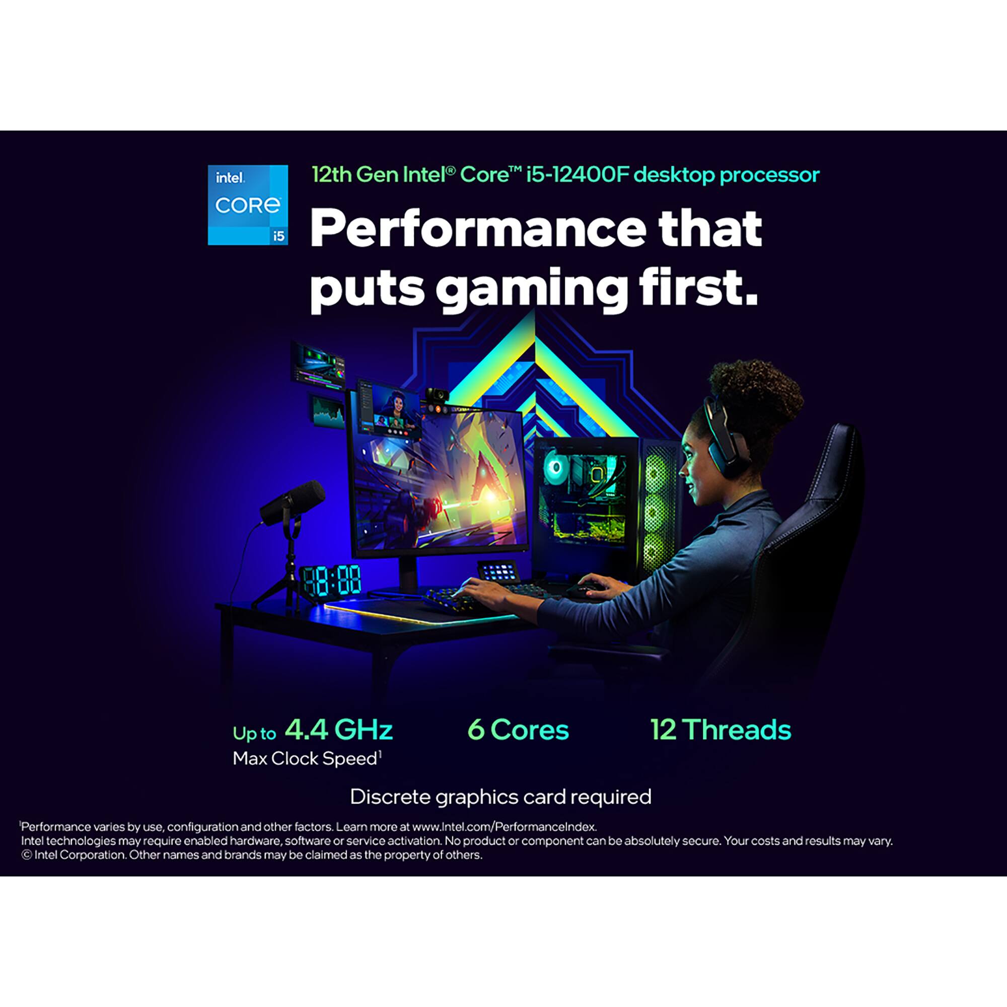 Alt View 15. Intel - Core i5-12400F 12th Generation - 6 Core - 12 Thread - 2.5 to 4.4 GHz - LGA1700 - Desktop Processor - Grey/Black/Gold.