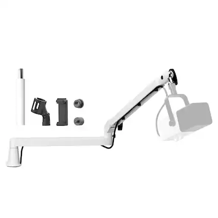 Front. Fabibe - Low Profile Mic Arm Microphone Boom Professional Adjustable With 15cm Riser Solid Desk Mount Clamp Cable... - white.
