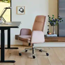 Branch Furniture - Branch Softside Mid-Century Modern High Back Office Chair – Removable Arms, Adjustable Height, Cloud-Like Comfort - Blush