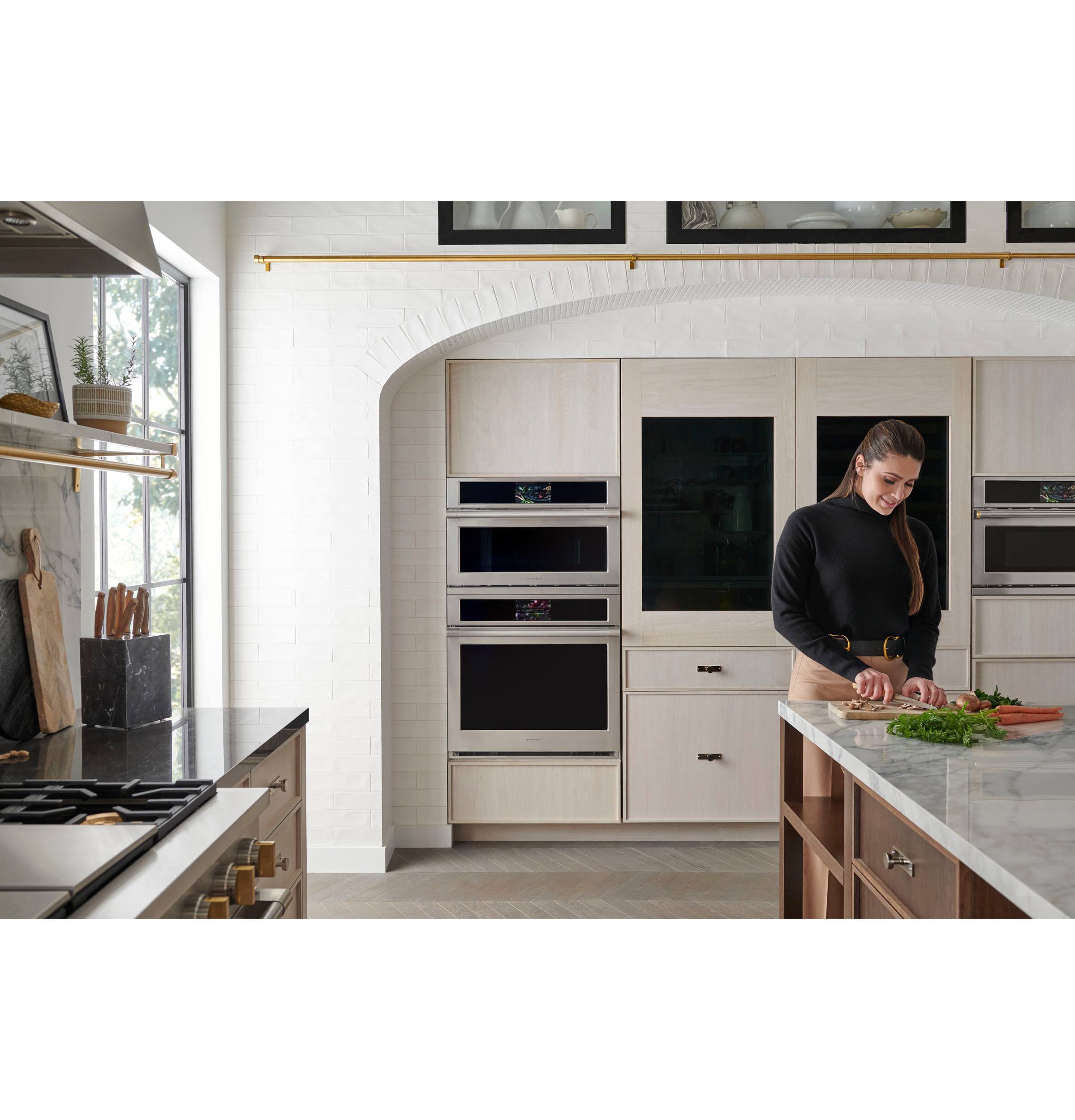 Alt View 27. Monogram - Statement 30" Built-In Single Electric Convection Wall Oven with No-Preheat Air Fry and Voice Control - Stainless Steel.