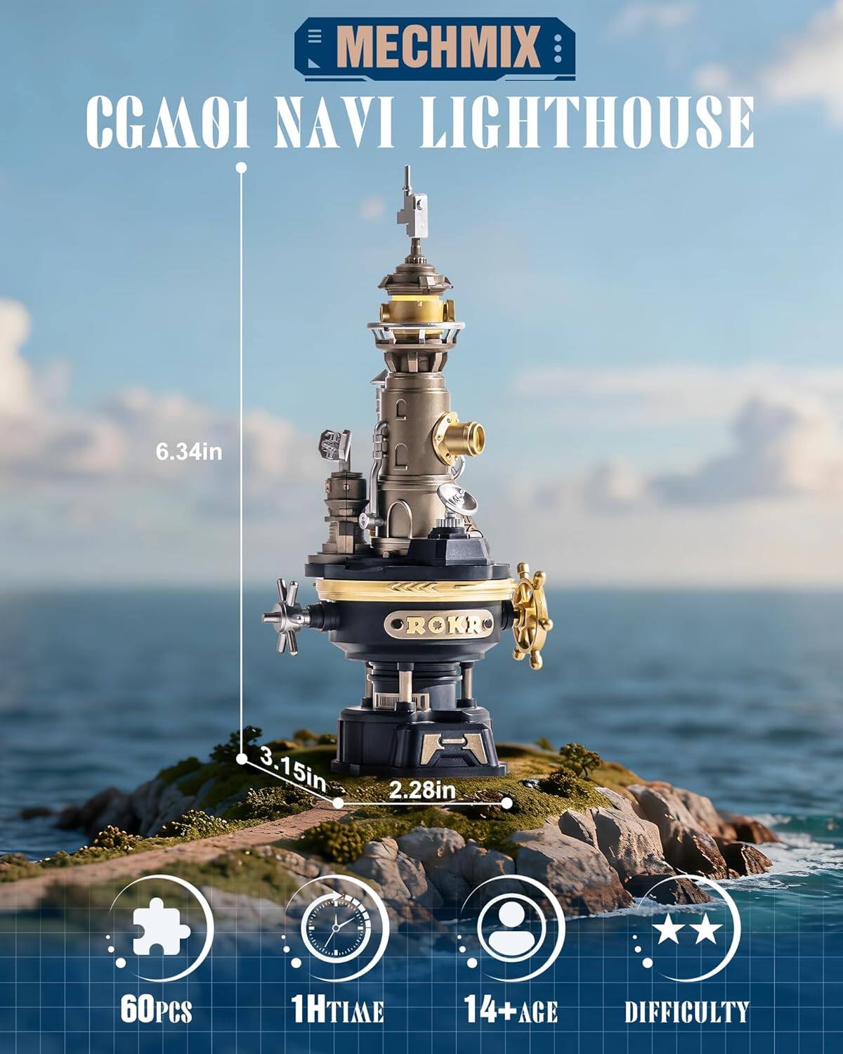 MECHMIX CGM01 NAVI LIGHTHOUSE  
6.34in  
3.15in  
2.28in  
60PCS  
1H TIME  
14+ AGE  
DIFFICULTY