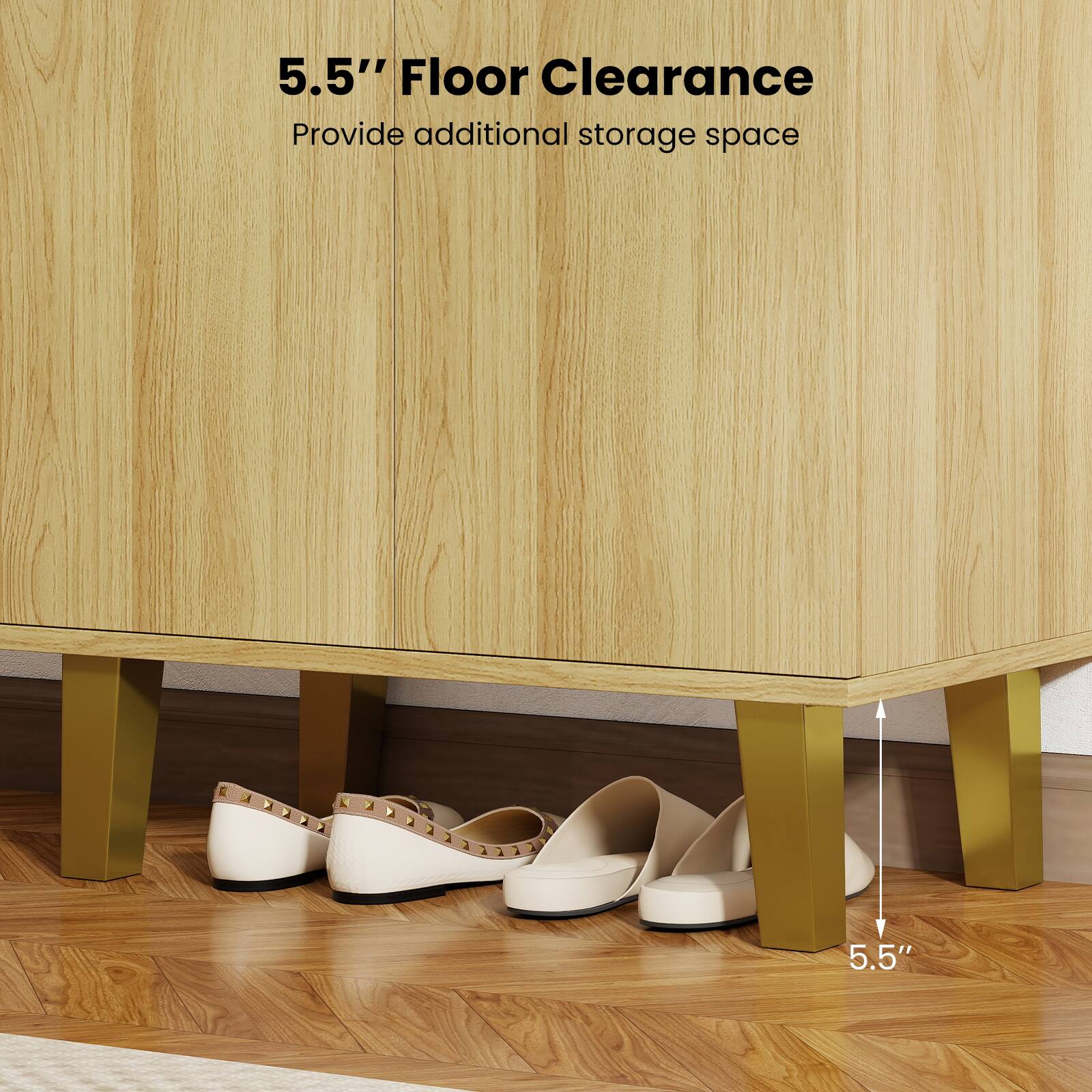 5.5" Floor Clearance  
Provide additional storage space