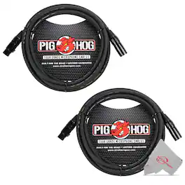 Pig Hog - 8mm XLR Microphone Cable Male to Female 10 Ft Fully Balanced Premium Mic Cable - 2 Units