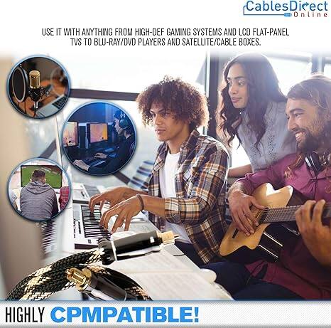 CablesDirect Online  
USE IT WITH ANYTHING FROM HIGH-DEF GAMING SYSTEMS AND LCD FLAT-PANEL TVs TO BLU-RAY/DVD PLAYERS AND SATELLITE/CABLE BOXES.  
HIGHLY COMPATIBLE!
