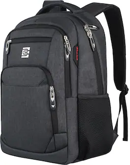 Core Tech - 15.6-Inch Water-Resistant Business Laptop Backpack with Anti-Theft Pocket and Luggage Strap - Black