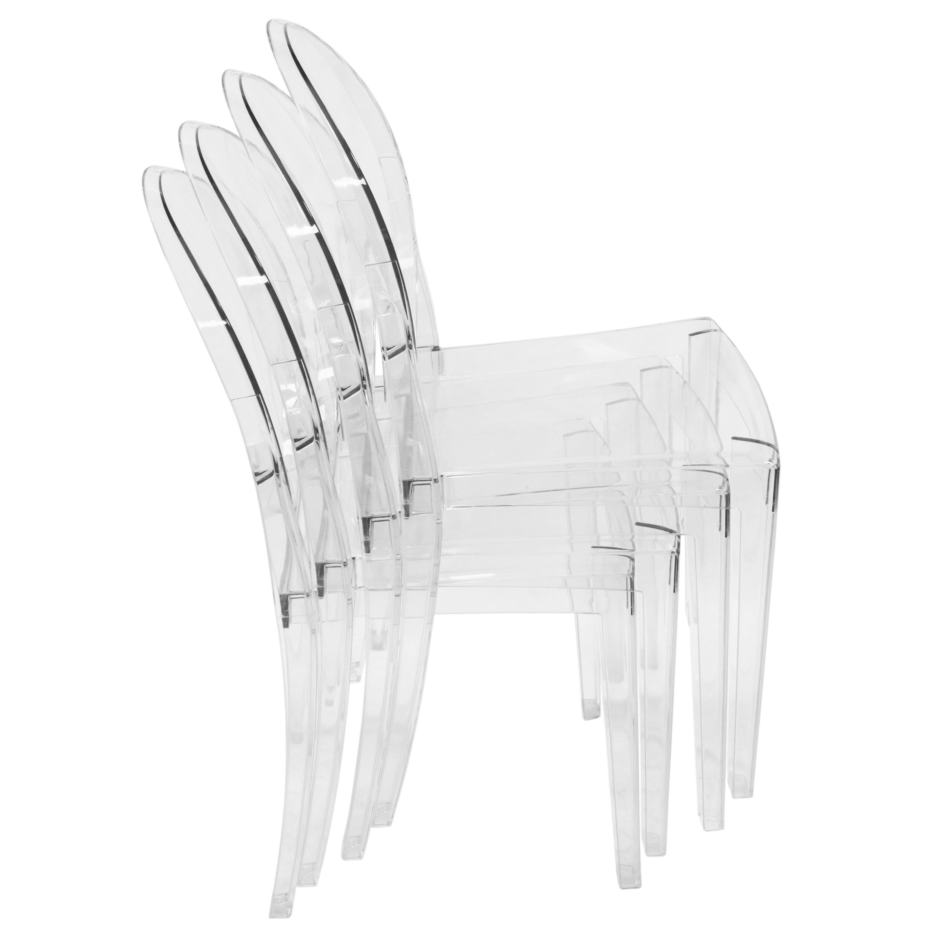 Alt View 7. LeisureMod - Marion 2-PCS Clear Acrylic Dining Chair, Modern Single-Piece Stackable Armless Chair - Clear.