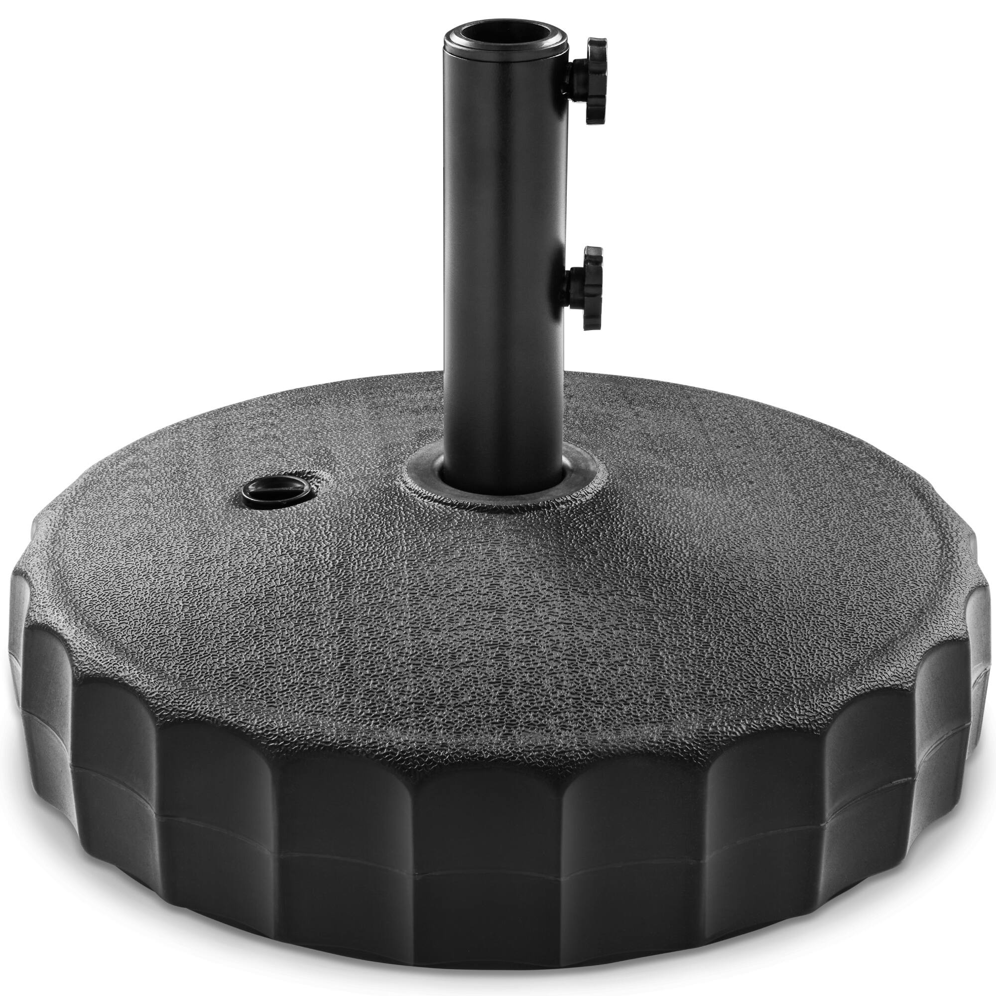 Front. Best Choice Products - Best Choice Products Fillable Plastic Patio Umbrella Base Stand, Pole Holder w/ Adjustment Knob, Fluted Style - Black - Fluted.