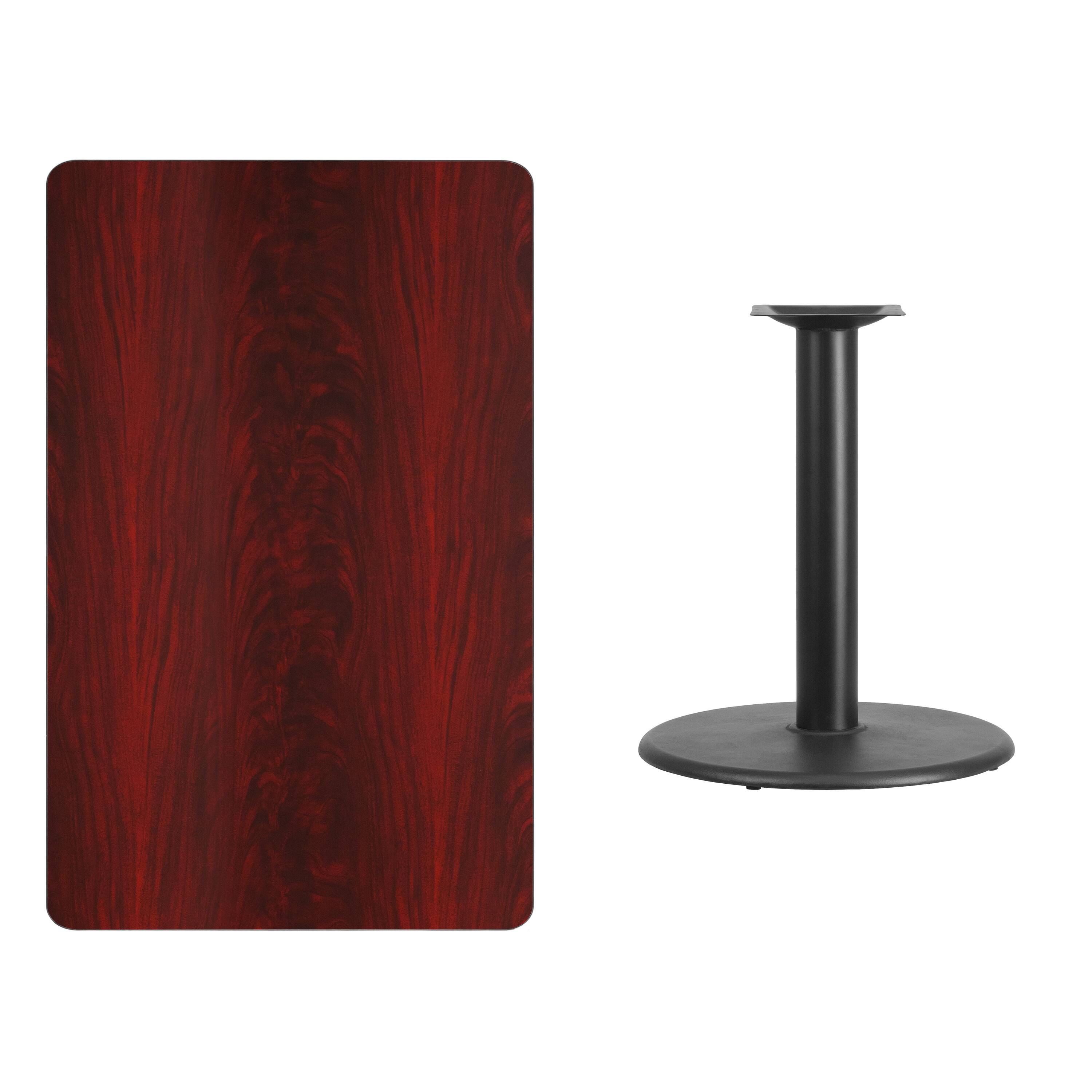 Alt View 2. Emma + Oliver - 30"x48" Rectangular Laminate Table with 24" Round Table Base - Mahogany.