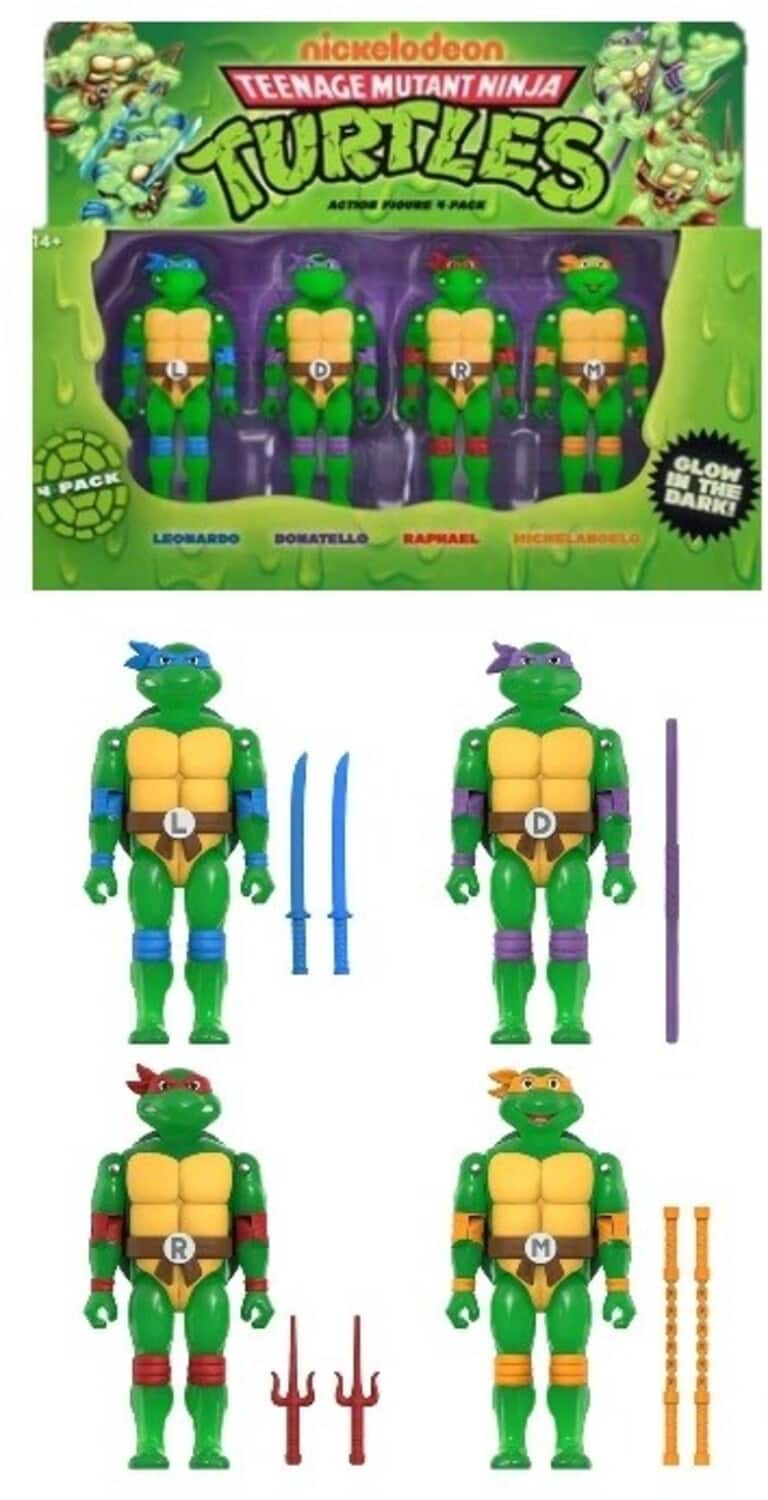 Super7 - Teenage Mutant Ninja Turtles - ReAction+ Figures - Mutagen Ooze Turtles (4-Pack, Glow) (TMNT) - COLLECTIBLES - Multicolor price history on PriceWatchPro