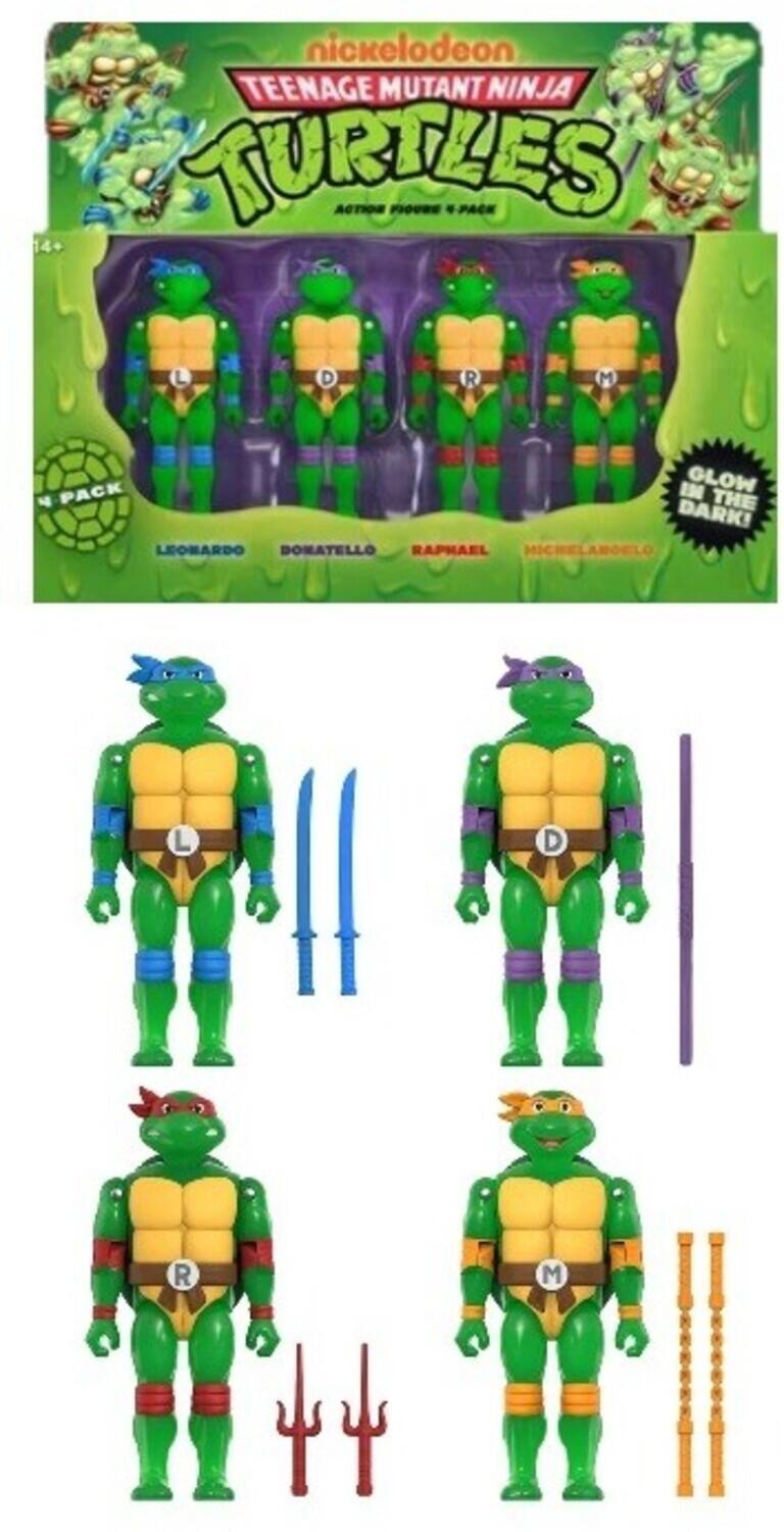 Teenage Mutant Ninja Turtles - ReAction+ Figures - Mutagen Ooze Turtles (4-Pack, Glow) (TMNT) - COLLECTIBLES