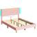 Left. Bestier - Bed Frame Upholstered Platform Gaming Bed with LED Light & Adjustable Storage Headboard for Bedroom-Queen Size - Pink.