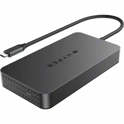 Front. Hyper - Hyper HyperDrive Next Dual 4K HDMI 7 Port USB-C Hub - for Notebook, Monitor, Microphone, Headphone - USB Type C - 2 Disp - Gray.