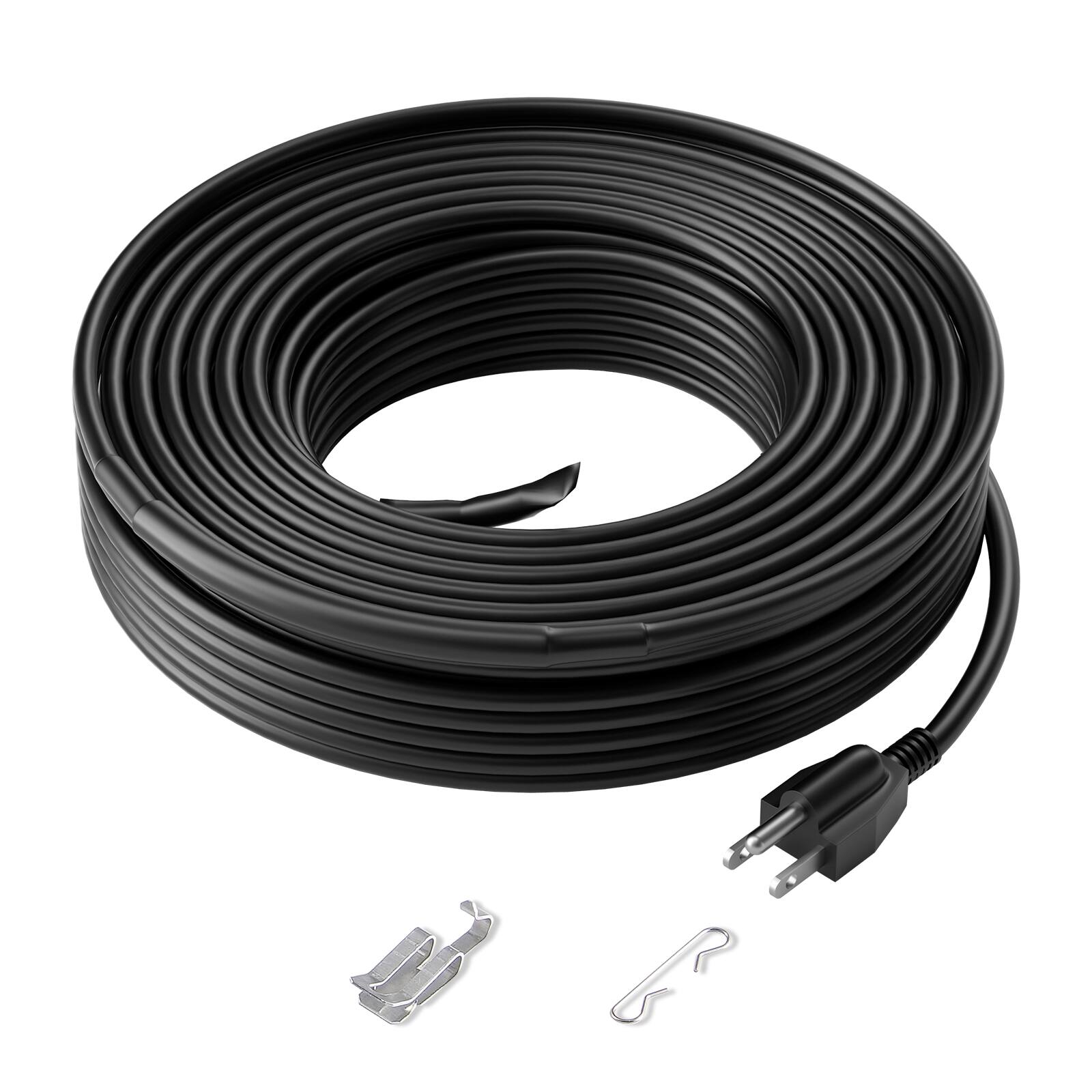 Alt View 5. VEVOR - Self-Regulating Pipe Heating Cable, 80FT 5W/FT Heat Tape for Pipes, Roof Snow Melting De-icing, Gutter and Pipe Freeze - Black;Orange.