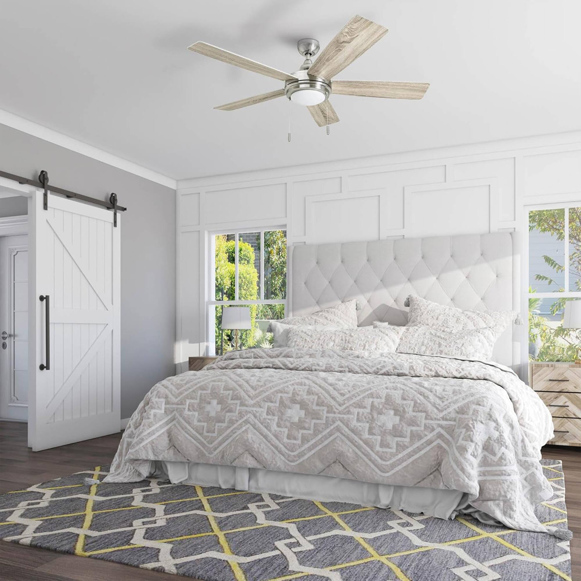 Alt View 1. Honeywell - Honeywell Ventnor 52" Modern Farmhouse LED Ceiling Fan with Pull Chain, Nickel - Brushed Nickel.