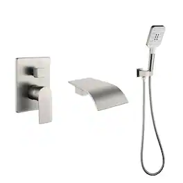 Boyel Living - Wall Mount Single Handle 3 Spray Tub and Shower Faucet with Handheld Shower Valve Included - Brushed Nickel