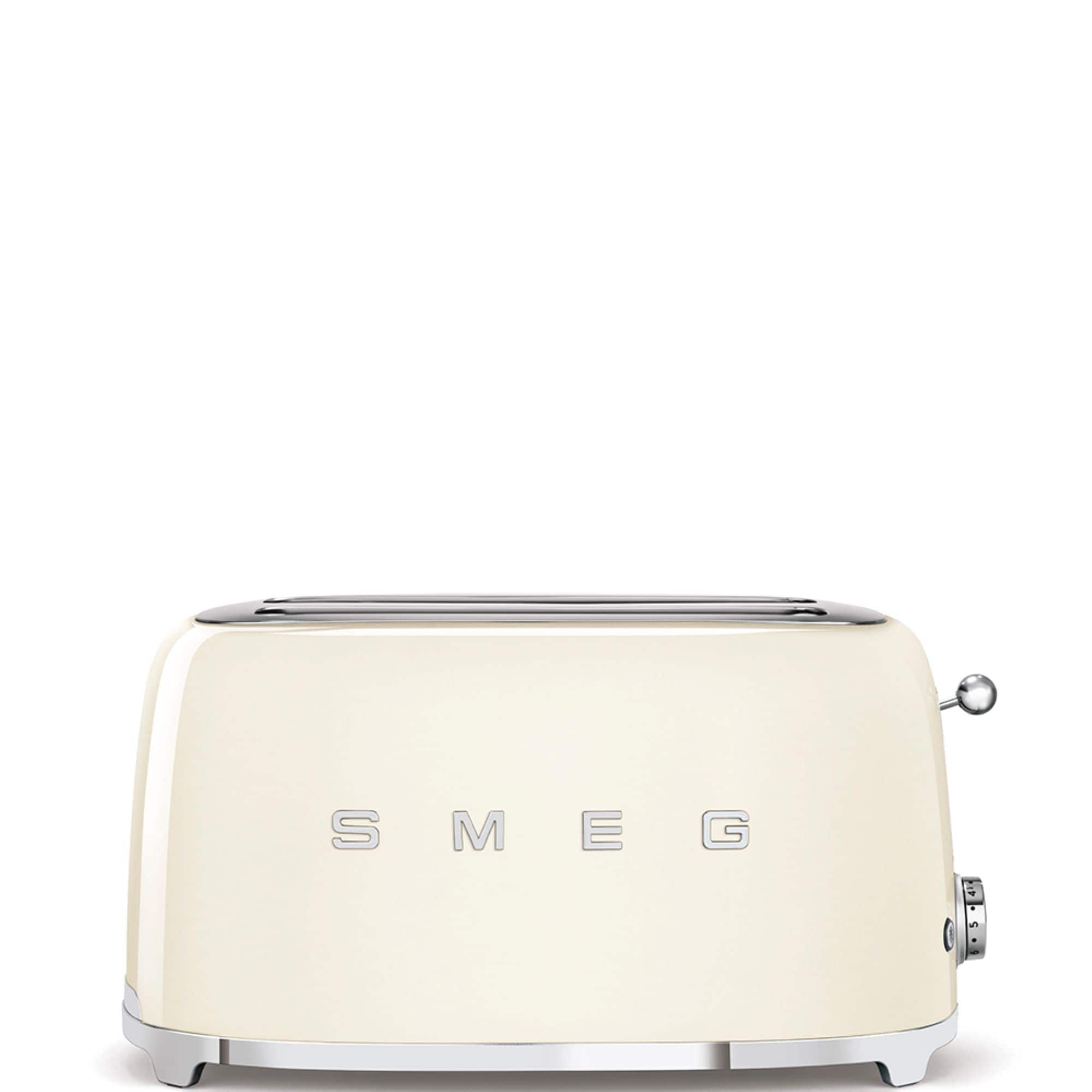 Front. SMEG - SMEG TSF02 4-Slice Long Wide-Slot Toaster - Cream.