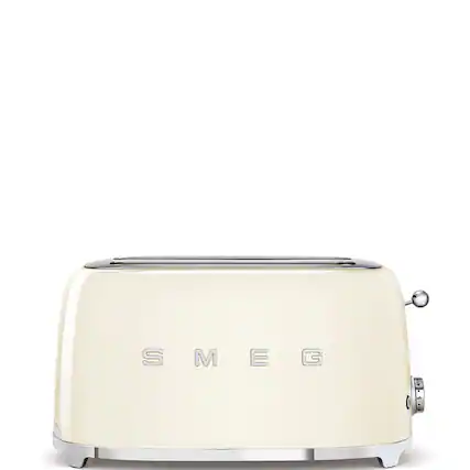 Front. SMEG - SMEG TSF02 4-Slice Long Wide-Slot Toaster - Cream.
